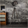 Industrial Cinema Barrel Floor Lamp Wood Metal Shade E27