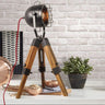 Industrial Cinema Spotlight Floor Lamp, E27, Adjustable, Wood & Metal