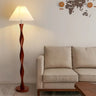 Bamboo & Wood Floor Lamp, Fabric Shade