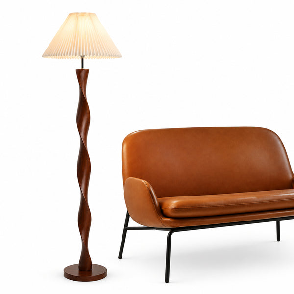 Bamboo and Walnut E27 Floor Lamp
