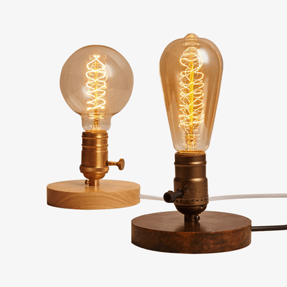 Vintage Edison Bedside Table Lamp E27 — Bronze or Wood