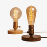 Vintage Edison Bedside Table Lamp E27 — Bronze or Wood