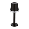 Black Solar Outdoor Table Lamp Cordless Warm White 2300K–3500K