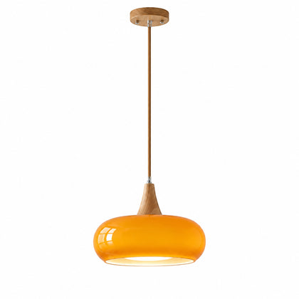 Wood and Glass E27 Pendant Light