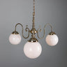 Three-Light Brass Chandelier Opal Glass Globes Ø85cm 3×E14 4 Finishes