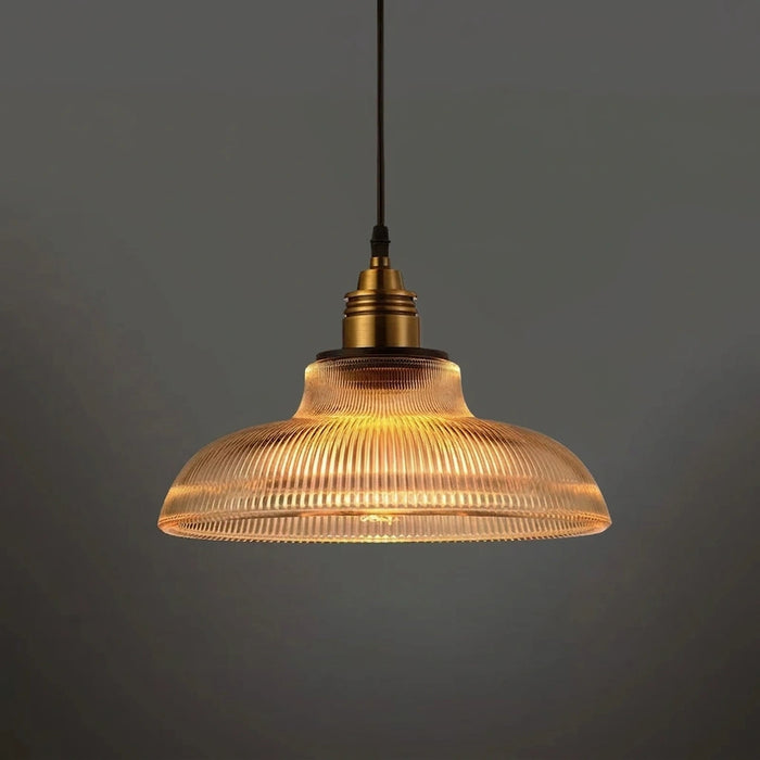 Loft Vintage Glass Pendant Light E27 — Gold Stand, Clear, Amber or Green