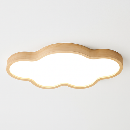 Wooden LED Cloud Ceiling Light – E27 Wood Pendant