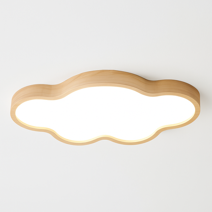 Wooden LED Cloud Ceiling Light – E27 Wood Pendant
