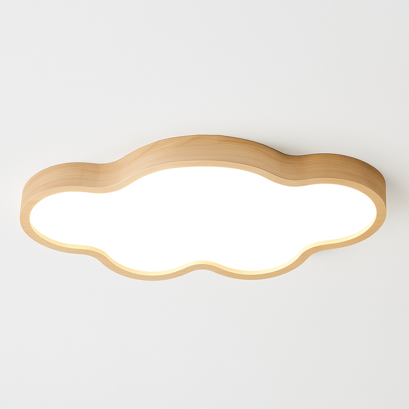 Wooden LED Cloud Ceiling Light – E27 Wood Pendant