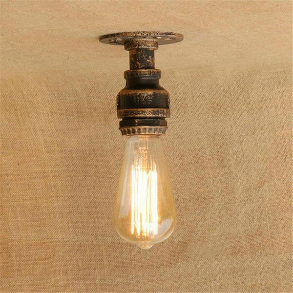 Small Industrial Ceiling Light Weathered Iron E27 Compact