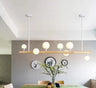 Incandescent Bulb Chandelier Wood Glass E27