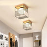 Vintage Cage Ceiling Light Metal Wood E27 Black White 18 cm