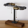 Industrial Desk Lamp Wood Metal Brass E27