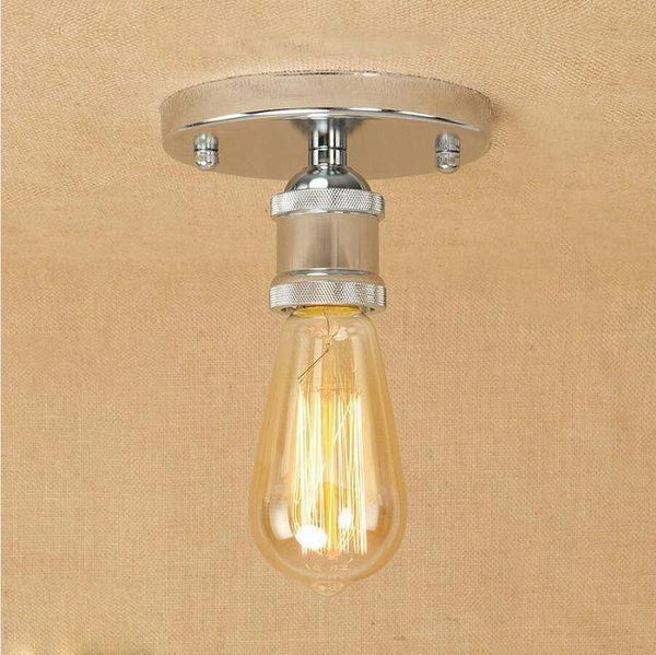 Small Industrial Polished Steel Ceiling Light E27 Hand-Assembled