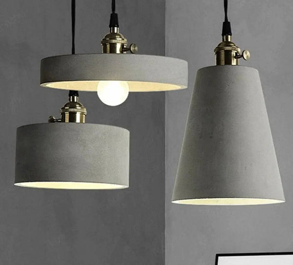 Industrial Cement Pendant Light E27 Black White 4 Shapes