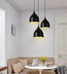 Nordic Iron Pendant Light E27 — Single or Set of 3, Round or Linear Base, Black or White
