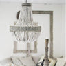 Vintage Round Wooden Beaded Chandelier Iron E27 48cm 56cm
