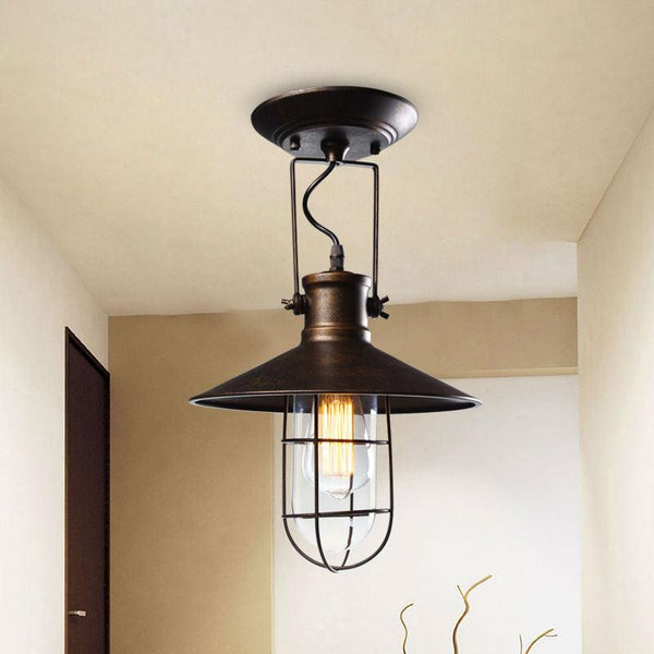 Industrial Vintage Ceiling Light Black Patinated Metal E27