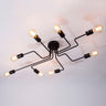 Large Industrial Ceiling Light Matt Black Thermolacquered 8 Heads 120cm