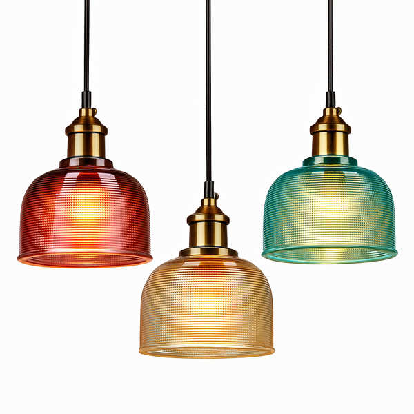 Grained Glass Bowl Pendant Light E27 — Industrial Style, 4 Colours