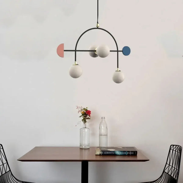 White Metal Ball Pendant Light E27 4-Head Modern Art Deco