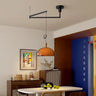 Amber Glass Dome Pendant Light Wood Acrylic E27 Dimmable Brown