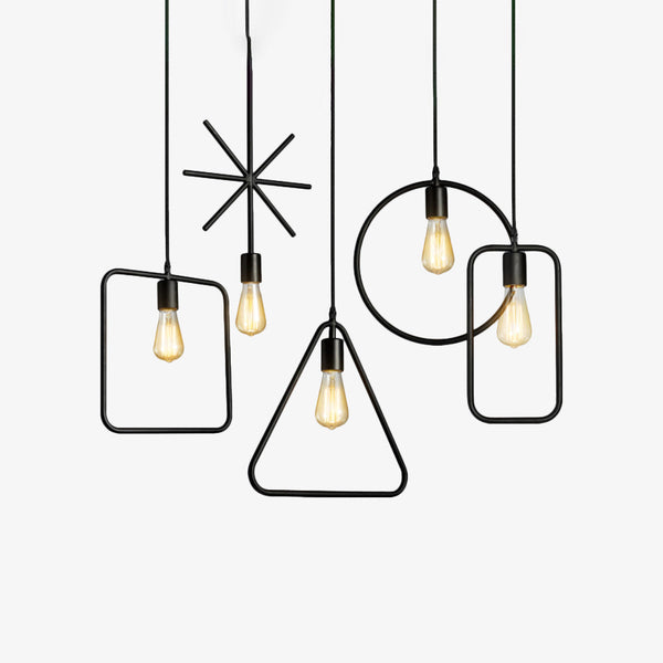 Geometric Shape Pendant Light E27 — Square, Round, Triangle, Star or Rectangle