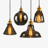 Vintage Smoked Glass Pendant Light — E27, Brass Fitting, 5 Shapes