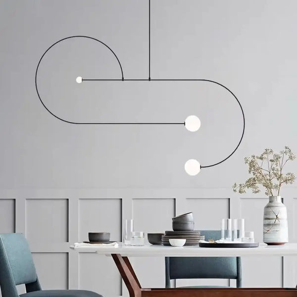 3-Light Black Pendant E14 LED White Balls 120cm