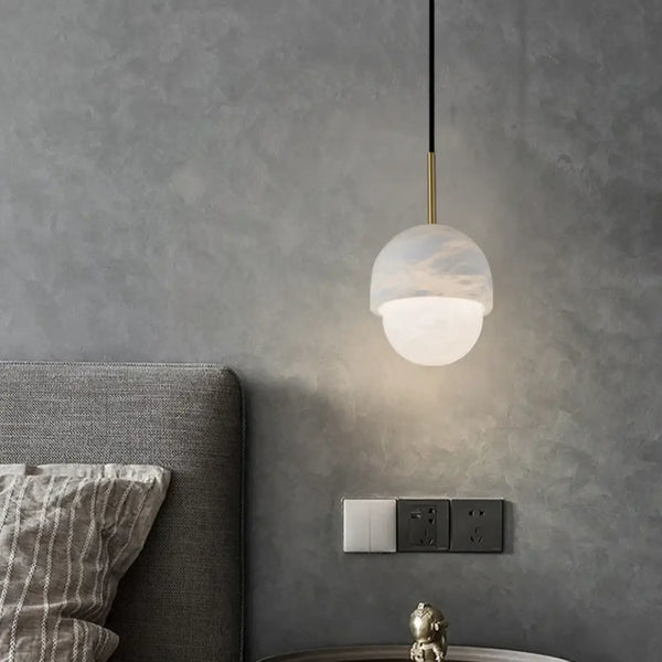White Marble & Metal Pendant Light E27 IP20 — Ø15 cm, 3000K/4000K