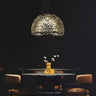 Steel Crystal Pendant Light E27 Gold Black — Semicircle & Round