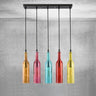 Flask — Coloured Glass Bottle Pendant Light, Vintage, Red / Yellow / Brown / Blue