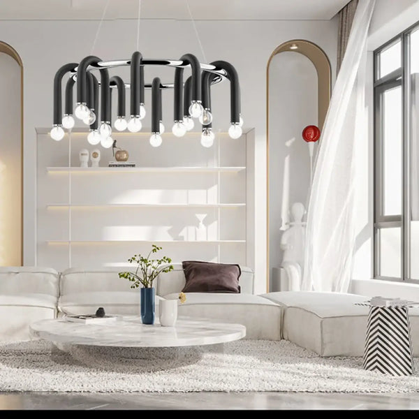 Black U-Bar Pendant Light E14 Multi-Bulb — S & M, 3000K/4000K