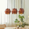 Geometric Wood & Metal Pendant Light LED Brown S/M