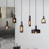 Industrial Loft Glass Pendant Light E27 Black Metal 8 Shapes