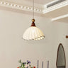 Vintage Fabric Pendant Light Metal E27 Beige Brown