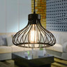 Black Metal Cage Pendant Light E27 Industrial Flared