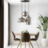 3-Light Smoked Glass Pendant Light E27 Silver — 46×53cm