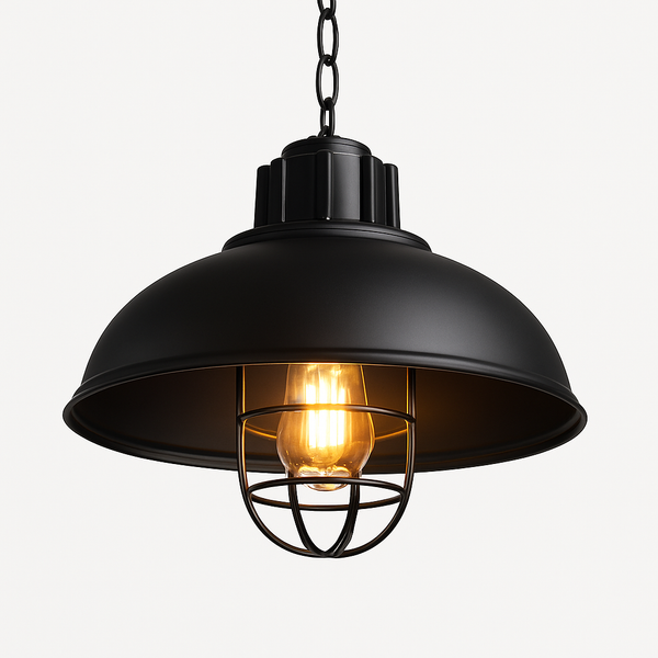Black Industrial Cage Pendant Light