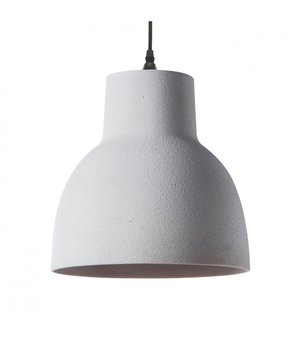 White Concrete Pendant Light Ø30cm Black Textile Cable