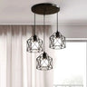 Black Industrial Triple Cage Pendant Light E27 3 Geometric Shades