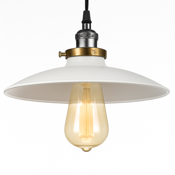 Vintage Retro Metal Pendant Light E27 — Polished, Black, White or Red